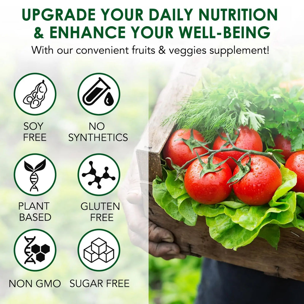 Fruit & Veggies Capsules | Daily Fruit & Vegetable Blend | 2 Bottles – 180 Vegetarian Capsules | Plant-Based Superfood Formula | Non-GMO, Gluten Free - TrustMedUSA