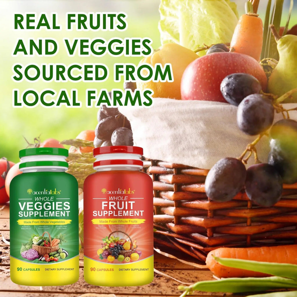 Fruit & Veggies Capsules | Daily Fruit & Vegetable Blend | 2 Bottles – 180 Vegetarian Capsules | Plant-Based Superfood Formula | Non-GMO, Gluten Free - TrustMedUSA