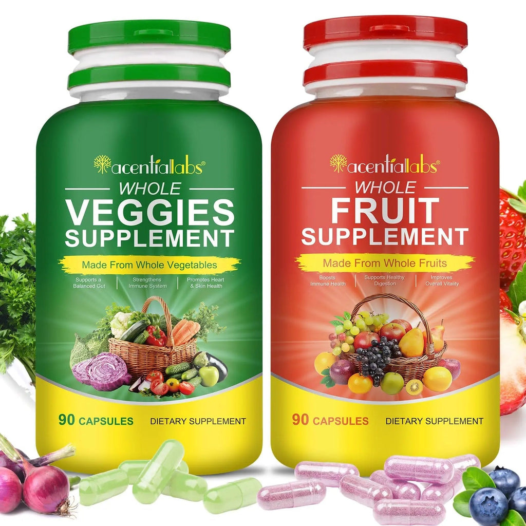 Fruit & Veggies Capsules | Daily Fruit & Vegetable Blend | 2 Bottles – 180 Vegetarian Capsules | Plant-Based Superfood Formula | Non-GMO, Gluten Free - TrustMedUSA