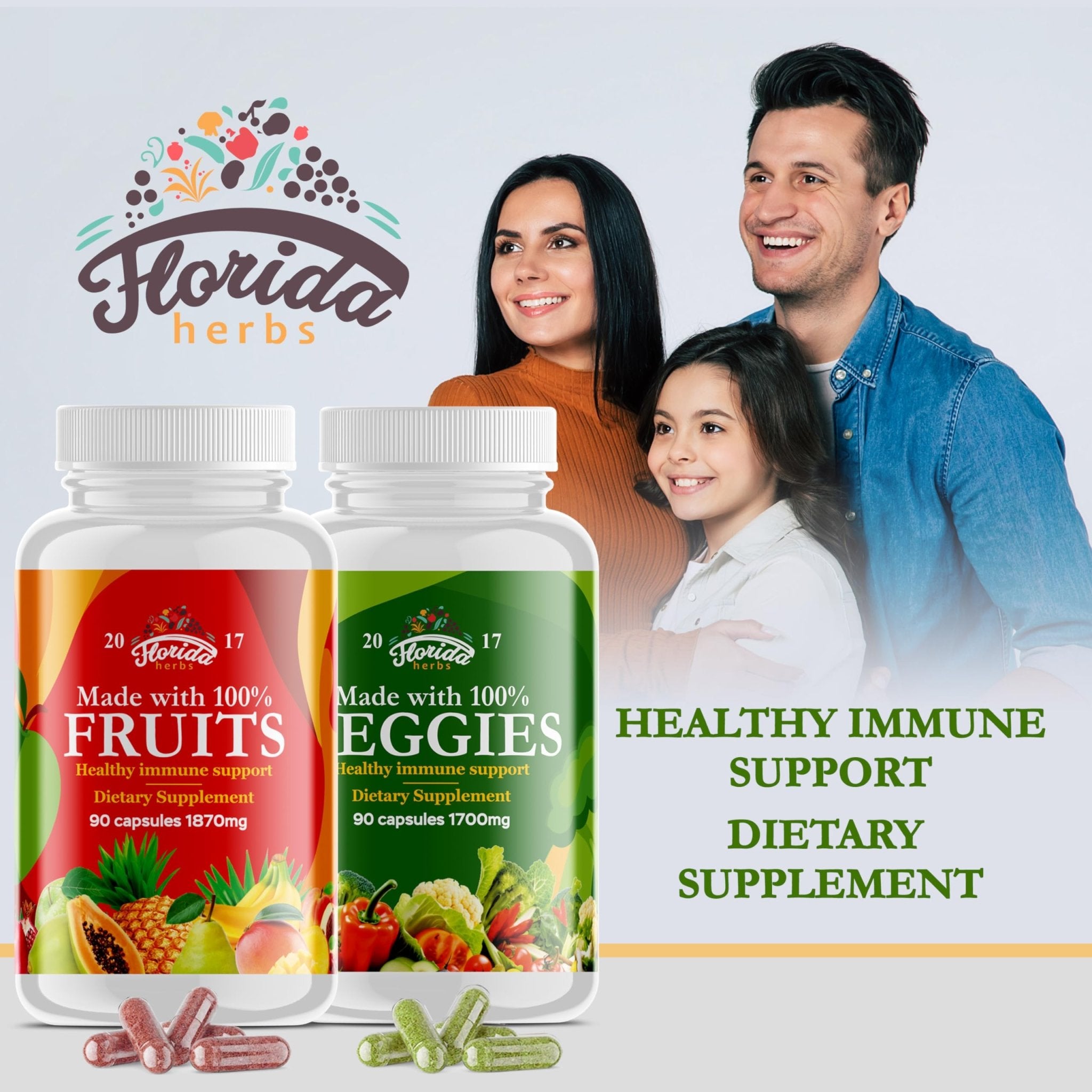 Fruits and Vegetables Supplement - 90 Fruit and 90 Veggie Capsules - Nature Vitamins, Balance of Fruits and Veggies Supports Energy Balance, Soy Free, Vegan Capsules - 90 Count (Pack of 2) - TrustMedUSA