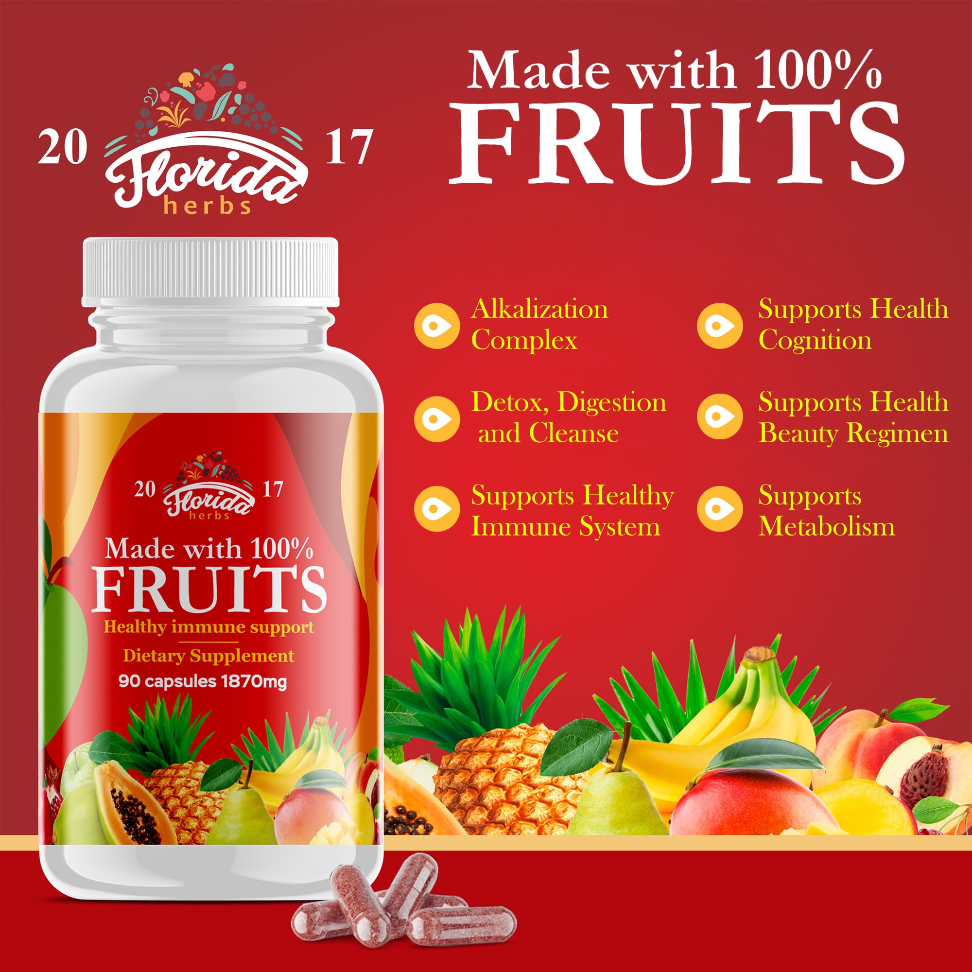 Fruits and Vegetables Supplement - 90 Fruit and 90 Veggie Capsules - Nature Vitamins, Balance of Fruits and Veggies Supports Energy Balance, Soy Free, Vegan Capsules - 90 Count (Pack of 2) - TrustMedUSA