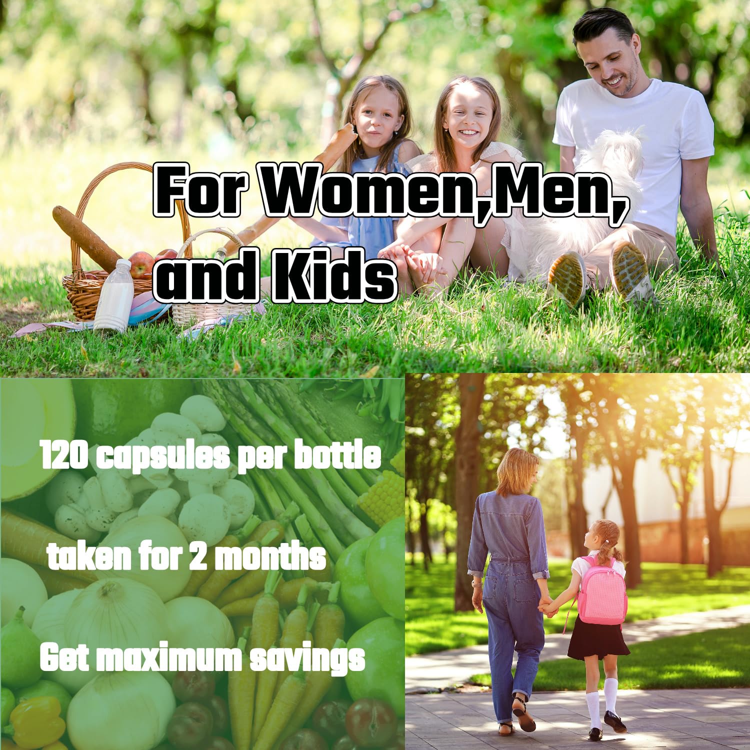 Fruits and Veggies Supplement, 36 Fruits & Vegetables with 24 Essential Vitamins, Minerals & Trace Elements,High in Fiber for Digestion & Constipation Relief,Daily Nutritional Support,120 Capsules - TrustMedUSA