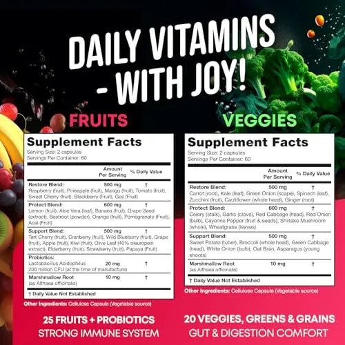 Fruits and Veggies Supplement - High Fiber Supplement for Immunity, Gut & Energy - TrustMedUSA