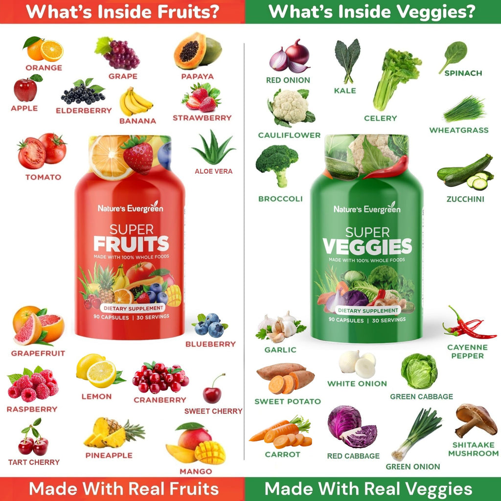 Fruits and Veggies Supplement - Nature Fruits and Vegetables Supplements - Vegan, Non GMO, Soy Free, Superfood Vitamins & Minerals Nutritional Balance - (Total 180 Capsules - Pack of 2) Made in USA - TrustMedUSA