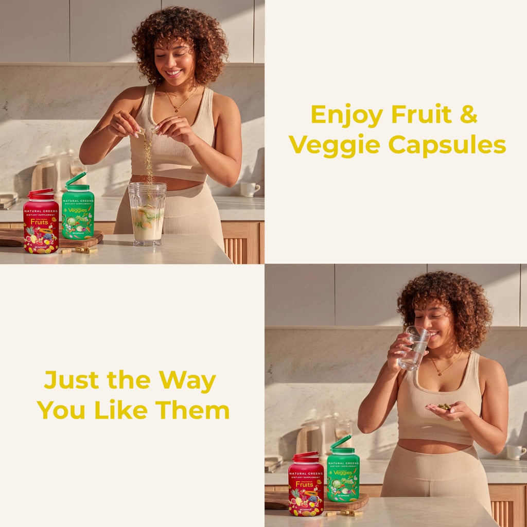 Fruits and Veggies Whole Produce Dietary Supplement with Superfood Fruits and Vegetables for Men, Women and Kids, 90 Fruit Capsules, 90 Veggie Capsules - 1 Set - TrustMedUSA
