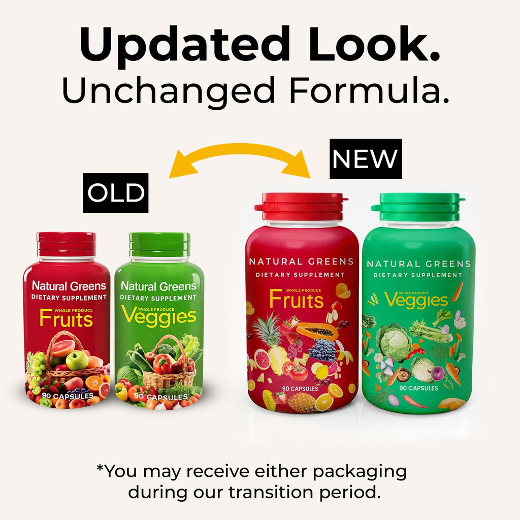 Fruits and Veggies Whole Produce Dietary Supplement with Superfood Fruits and Vegetables for Men, Women and Kids, 90 Fruit Capsules, 90 Veggie Capsules - 1 Set - TrustMedUSA