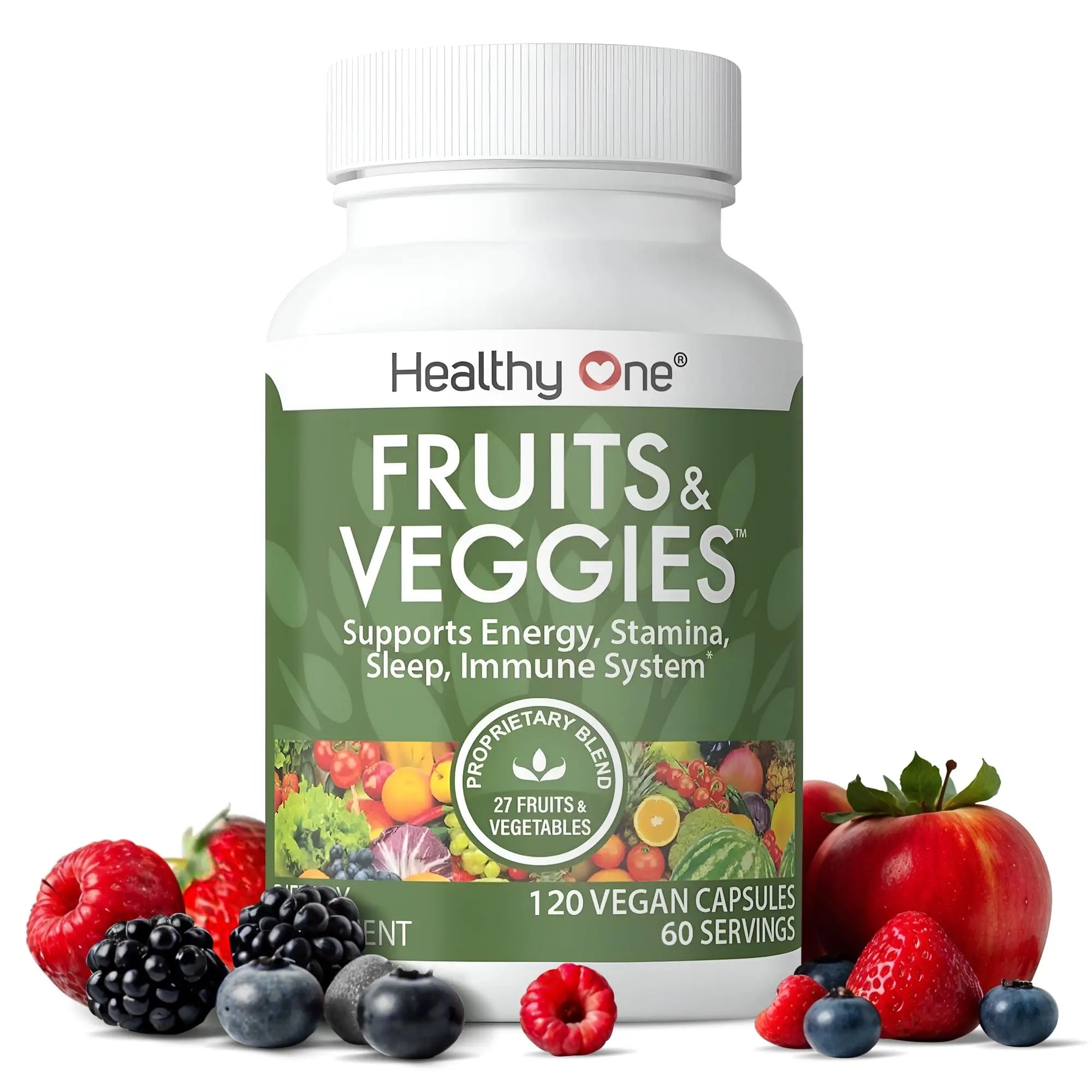 Fruits & Veggies Formula - 27 Premium Whole Foods - Organic Ingredients - Equals 3 Servings of Fruits & Vegetables - Improve Energy, Focus & Immune Function - Fiber - Antioxidants - 120ct (60 Serv) - TrustMedUSA