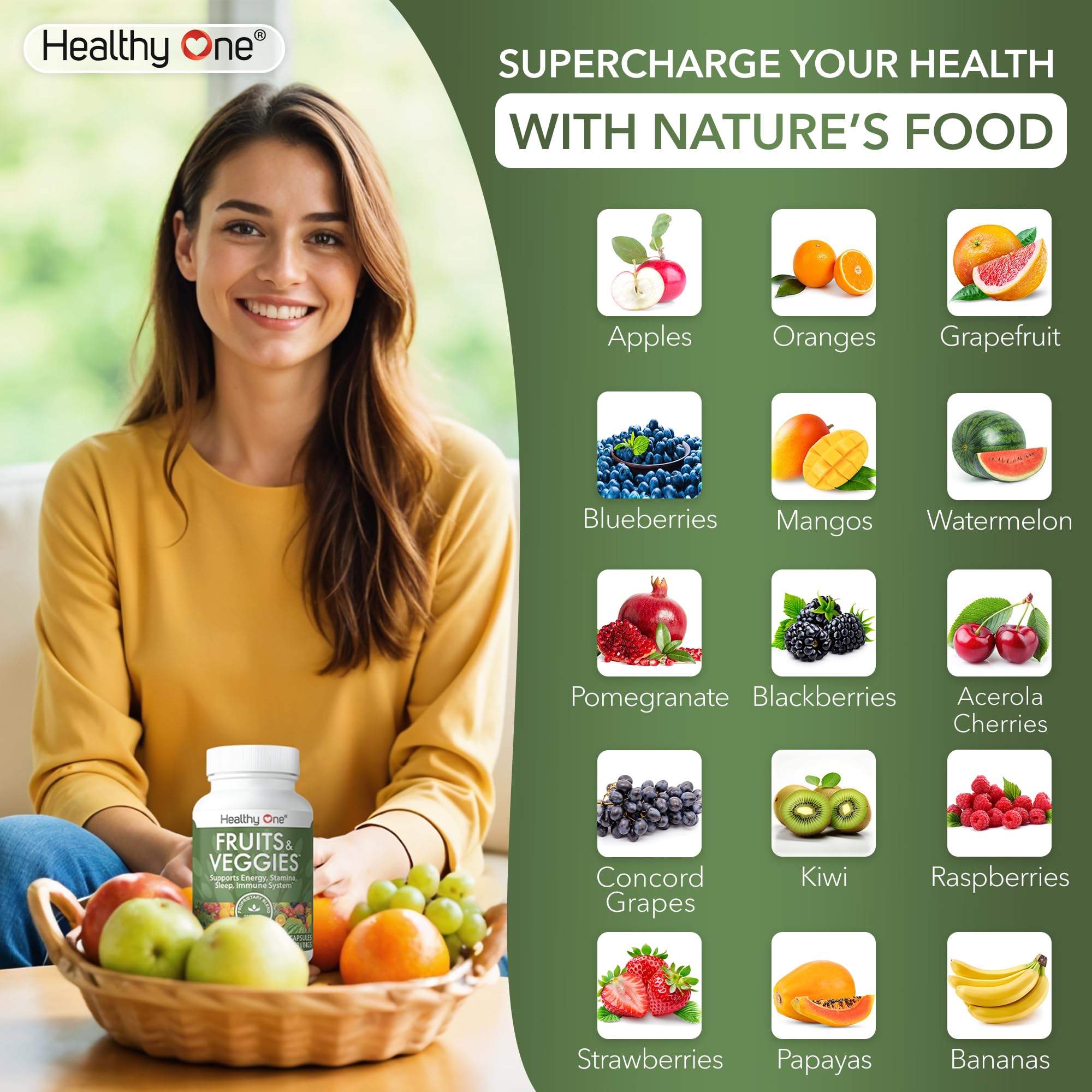 Fruits & Veggies Formula - 27 Premium Whole Foods - Organic Ingredients - Equals 3 Servings of Fruits & Vegetables - Improve Energy, Focus & Immune Function - Fiber - Antioxidants - 150ct (75 Serv) - TrustMedUSA