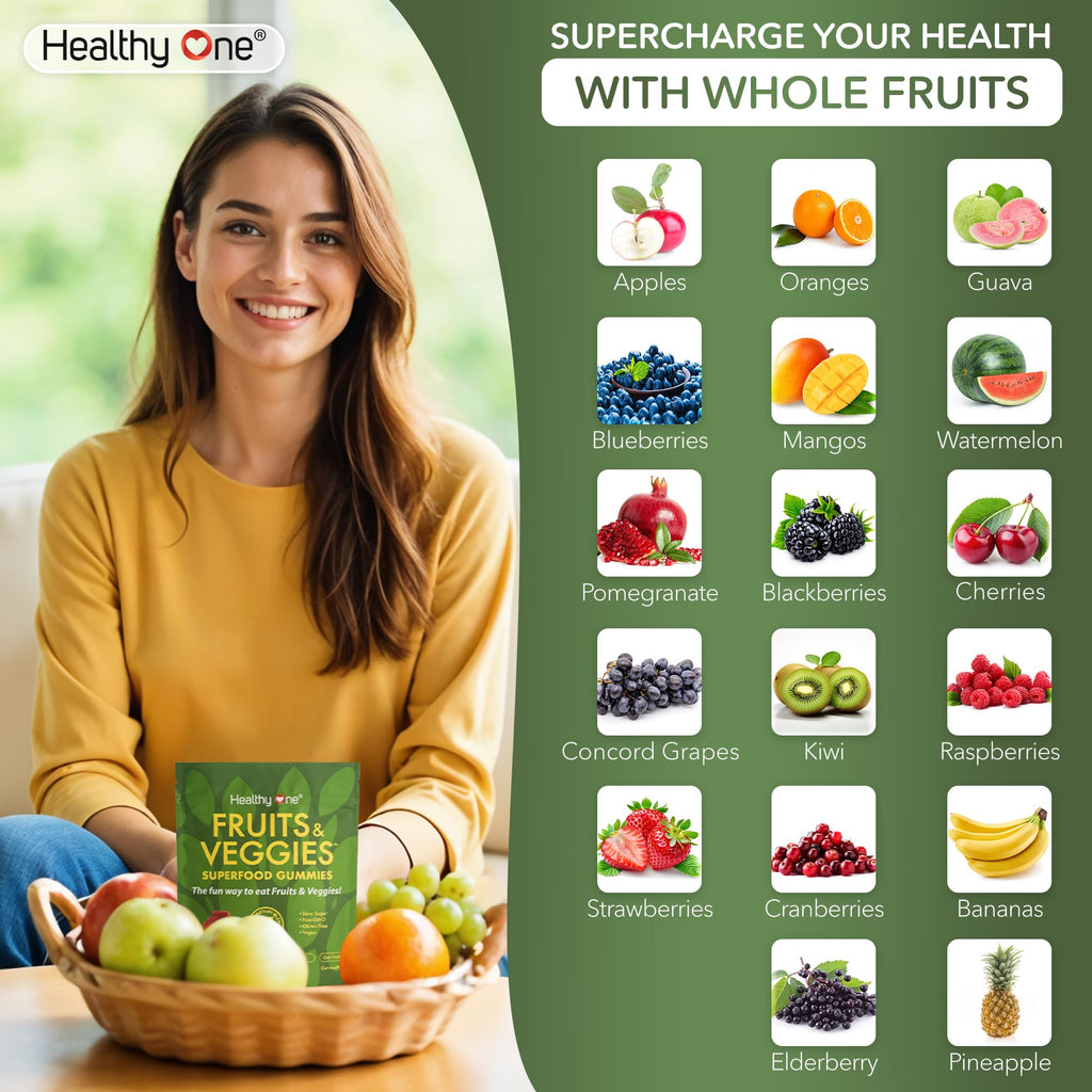 Fruits & Veggies Sugar-Free Gummies - 27 Whole Foods - Equals 3 Servings of Fruits & Vegetables - Improve Energy, Focus & Immune Function - Fiber - Antioxidants - Organic Ingredients - 14 Packets - TrustMedUSA