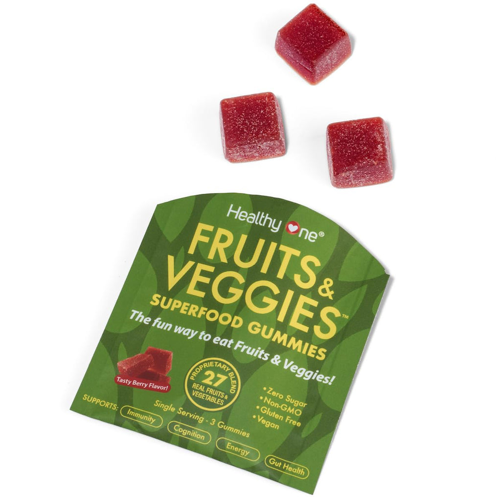 Fruits & Veggies Sugar-Free Gummies - 27 Whole Foods - Equals 3 Servings of Fruits & Vegetables - Improve Energy, Focus & Immune Function - Fiber - Antioxidants - Organic Ingredients - 14 Packets - TrustMedUSA