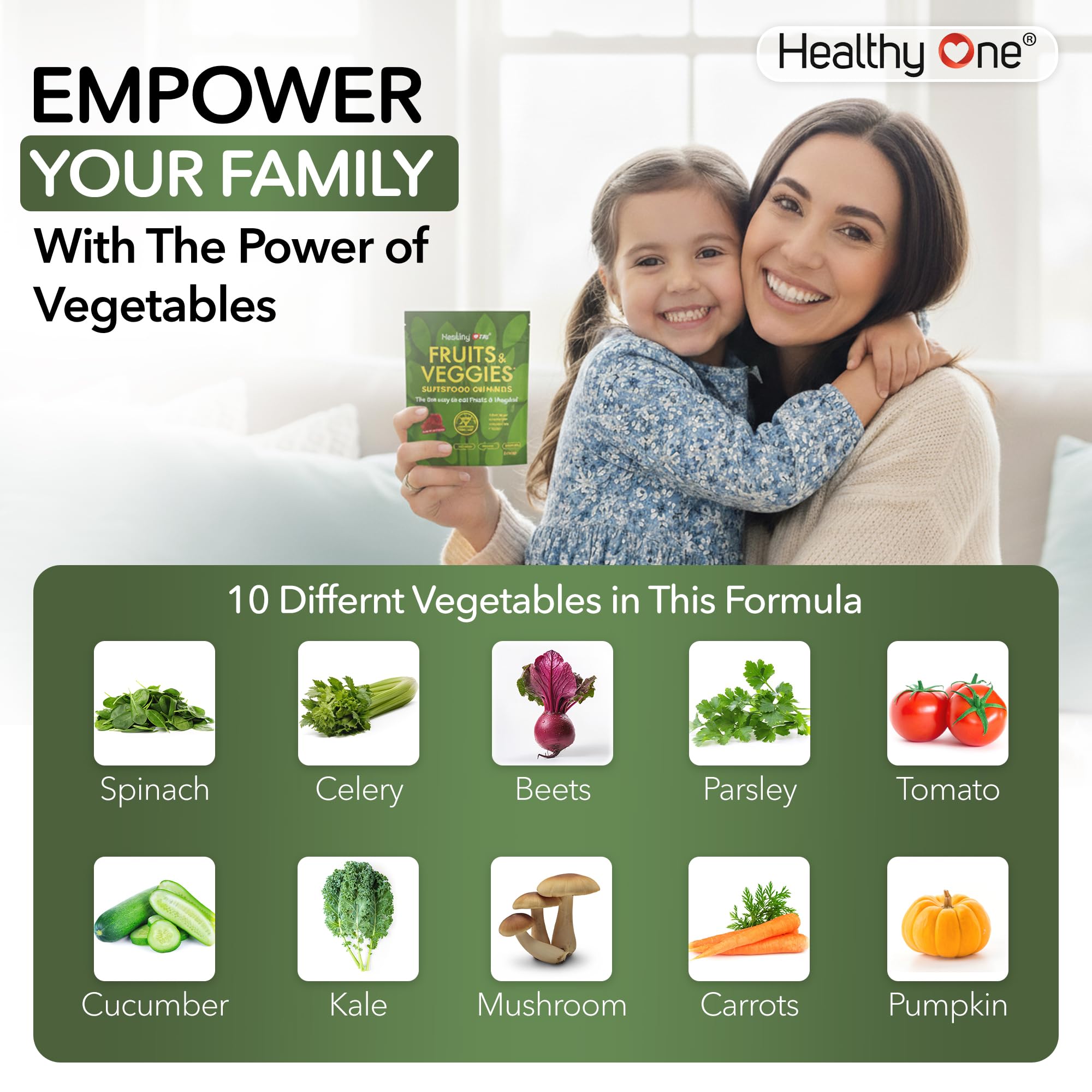 Fruits & Veggies Sugar-Free Gummies - 27 Whole Foods - Equals 3 Servings of Fruits & Vegetables - Improve Energy, Focus & Immune Function - Fiber - Antioxidants - Organic Ingredients - 28 Packets - TrustMedUSA