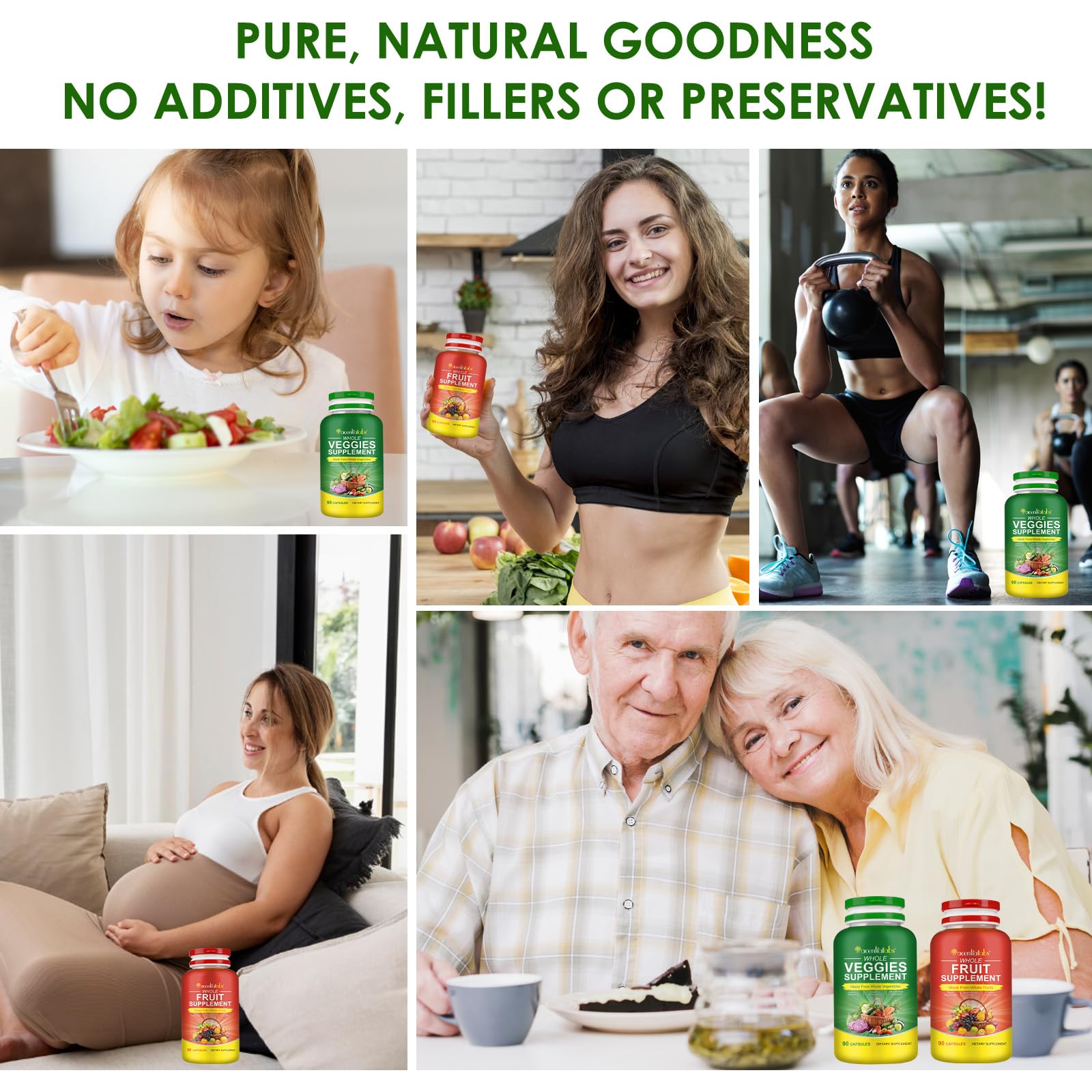 Fruits & Veggies Supplements - 2 Bottles 180 Total Vegetarian Capsules | BalanceNatural Vitamins Supplement Dietary Nutritional Balance,Lngredients Blended Vitamin & Mineral Whole Food Supplement - TrustMedUSA