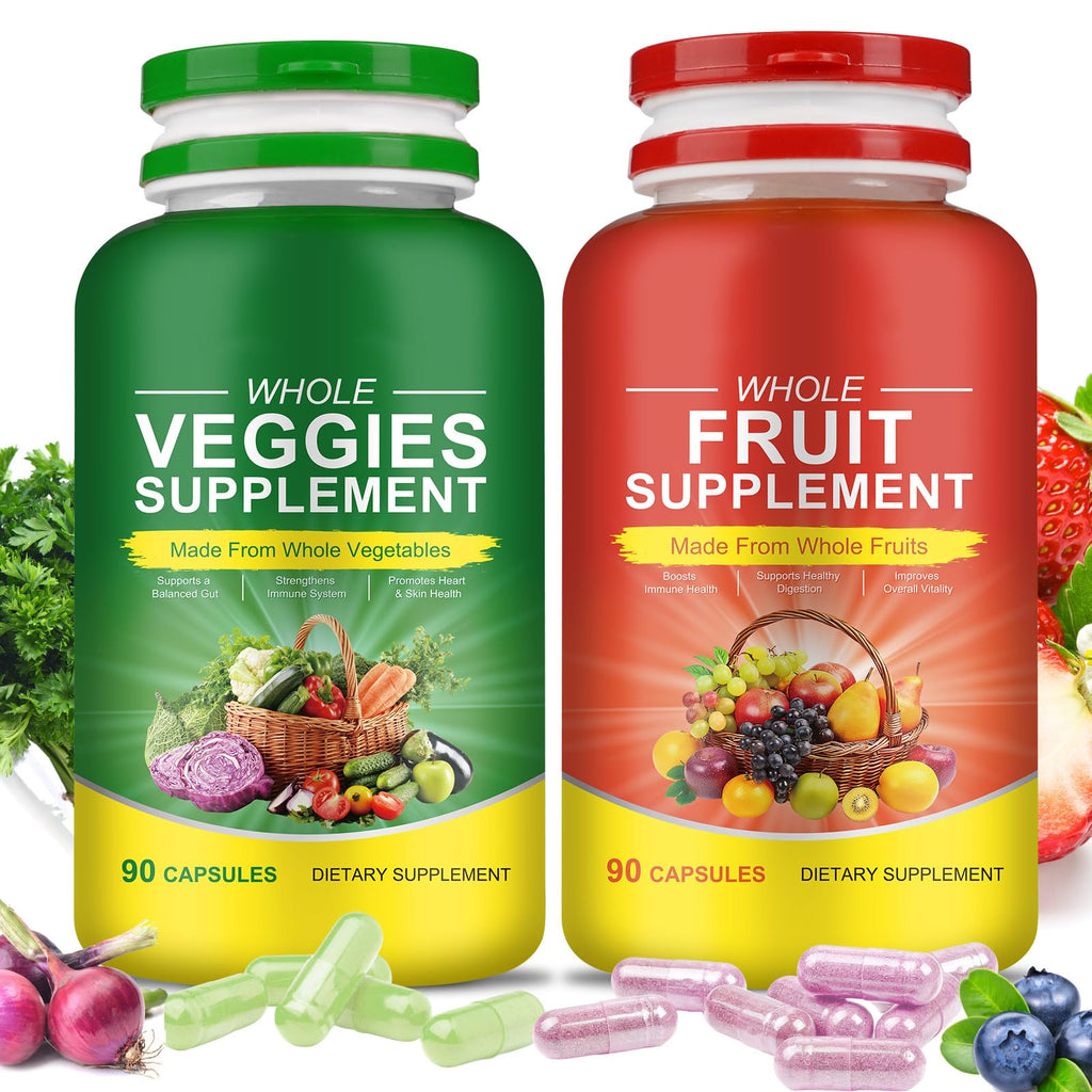 Fruits & Veggies Supplements - 2 Bottles 180 Total Vegetarian Capsules | BalanceNatural Vitamins Supplement Dietary Nutritional Balance,Lngredients Blended Vitamin & Mineral Whole Food Supplement - TrustMedUSA