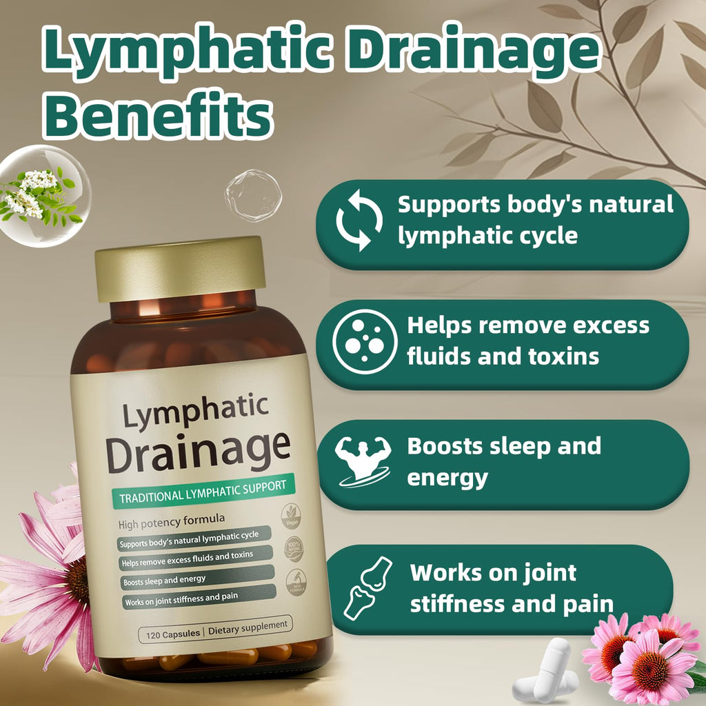 FRZVEO Lymphatic Drainage Capsules, 120 Capsules New Maximum Potency Formula 2 Month Supply with Dandelion Extract, Cleavers Extract - Supports Cellulite Reduction, Lymphatic Drainage & Immune Health - Maple Wellness Supplements