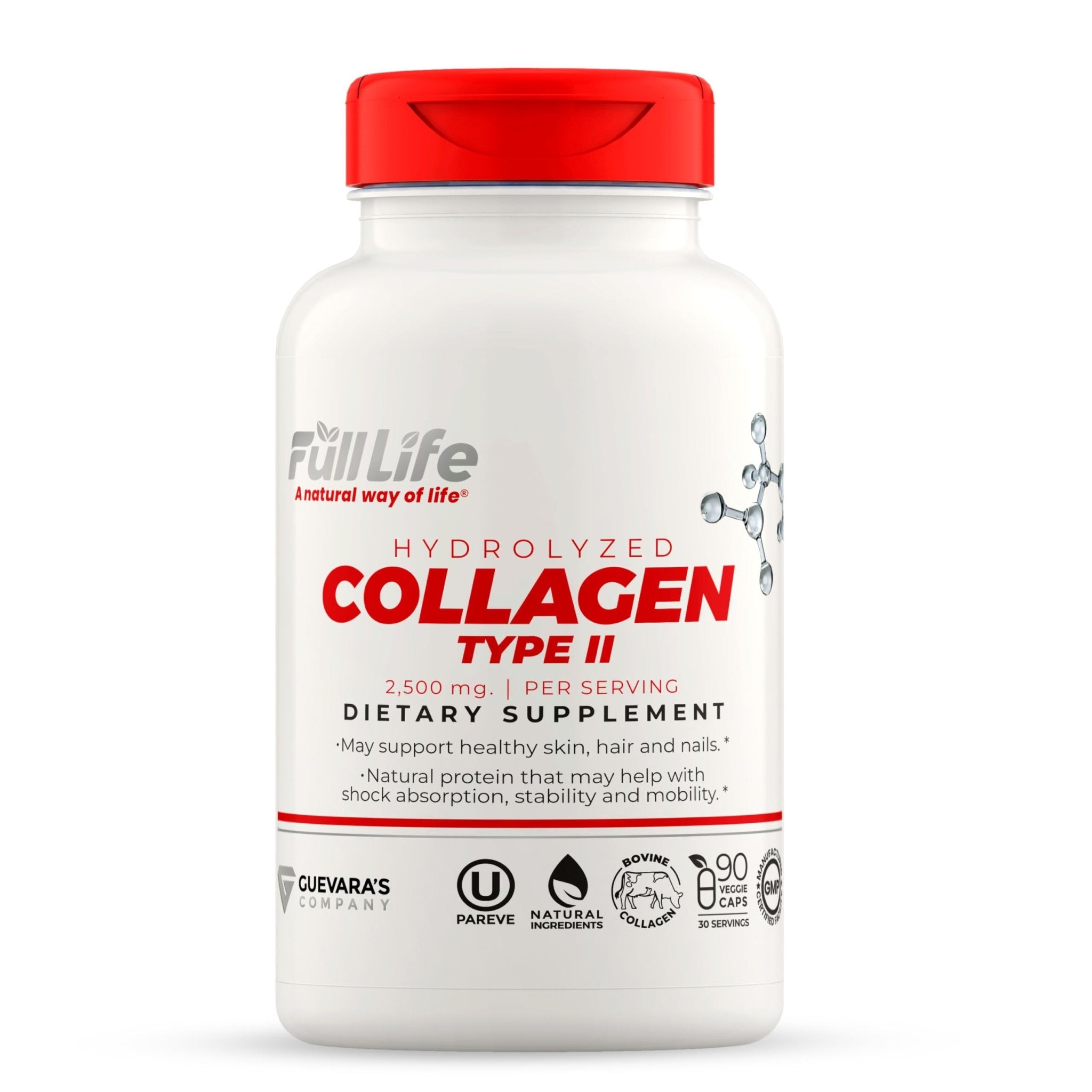 Full Life Hydrolyzed Collagen Supplements - Bovine Collagen Pills for Women and Men - Kosher Collagen Capsules, Gluten-Free - 90 Veggie Capsules 2,500mg - Maple Wellness Supplements