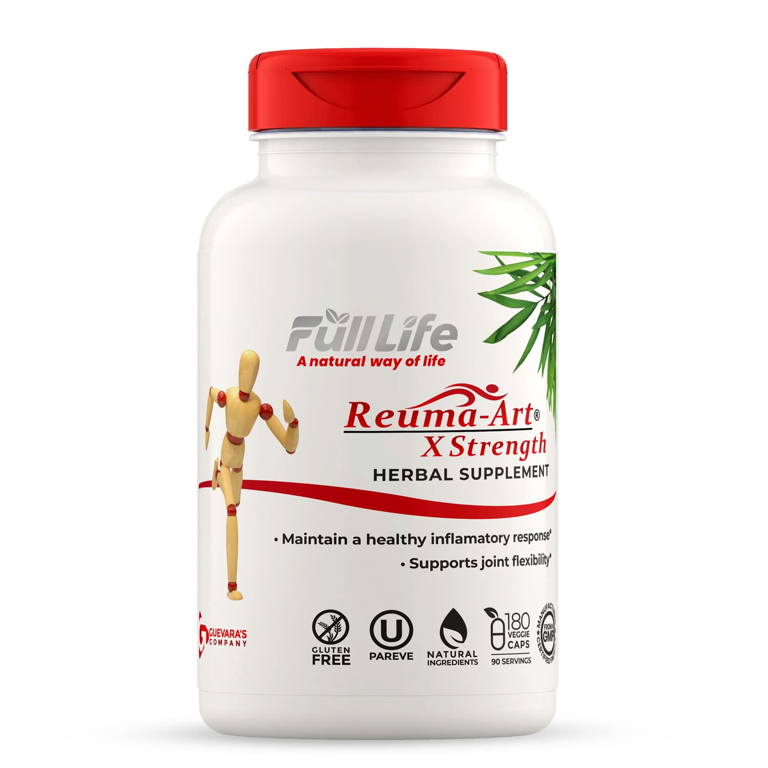 Full Life Reuma-Art X Strength – 400 mg Herbal Supplements - Supports Joint Flexibility – 180 Veggie Capsules - TrustMedUSA