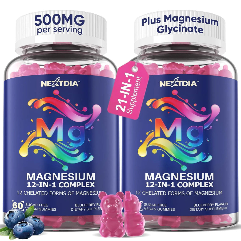 Full Spectrum Magnesium Glycinate Complex 21 in 1 Gummies for Deep Calm Sleep, 12 Forms Magnesium Citrate Malate Taurate Orotate for Women Men + Probiotics w/Ashwagandha, L-Theanine, GABA, 120Cts - TrustMedUSA