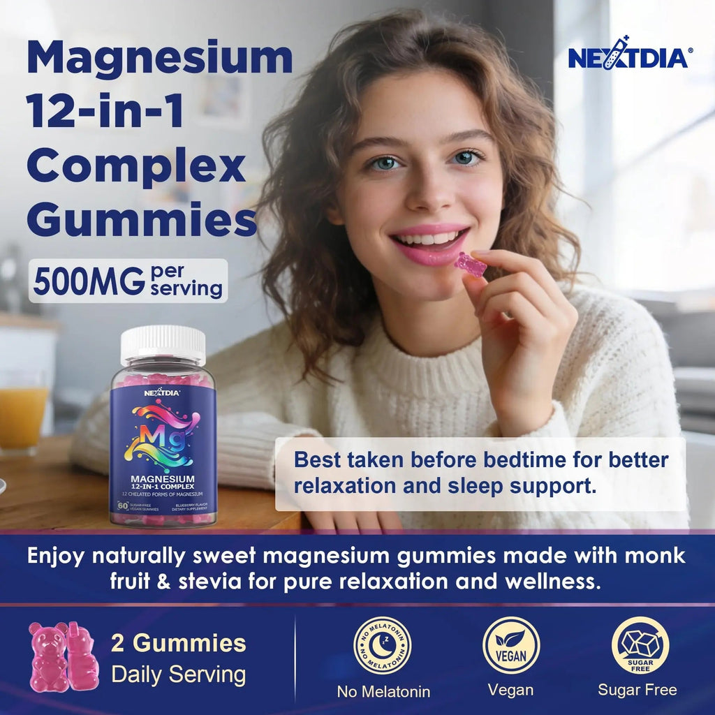 Full Spectrum Magnesium Glycinate Complex 21 in 1 Gummies for Deep Calm Sleep, 12 Forms Magnesium Citrate Malate Taurate Orotate for Women Men + Probiotics w/Ashwagandha, L-Theanine, GABA, 120Cts - TrustMedUSA