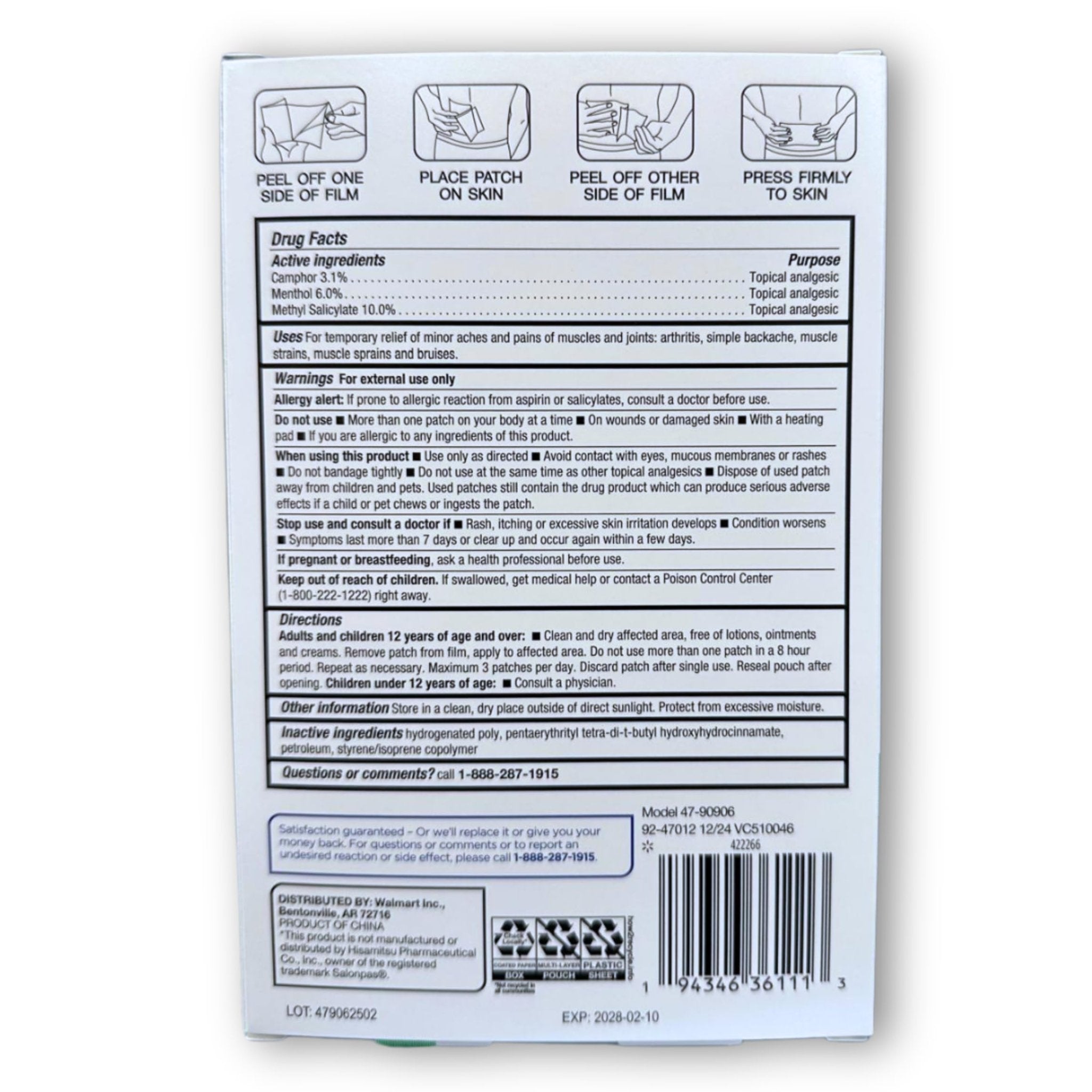 FUSION SHOP STORE Smart choices, meaningful life! Topical Patch with Menthol, Camphor, Methyl salycilate, 6 Count (Pack of 15) - TrustMedUSA