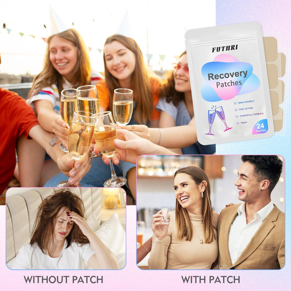 FUTHRI Recovery Patch 24 Pack: Wake Up Refreshed with Natural Ingredients - Waterproof & Skin-Friendly - Pre-Drink Patch for Festivals & Nights Out - TrustMedUSA