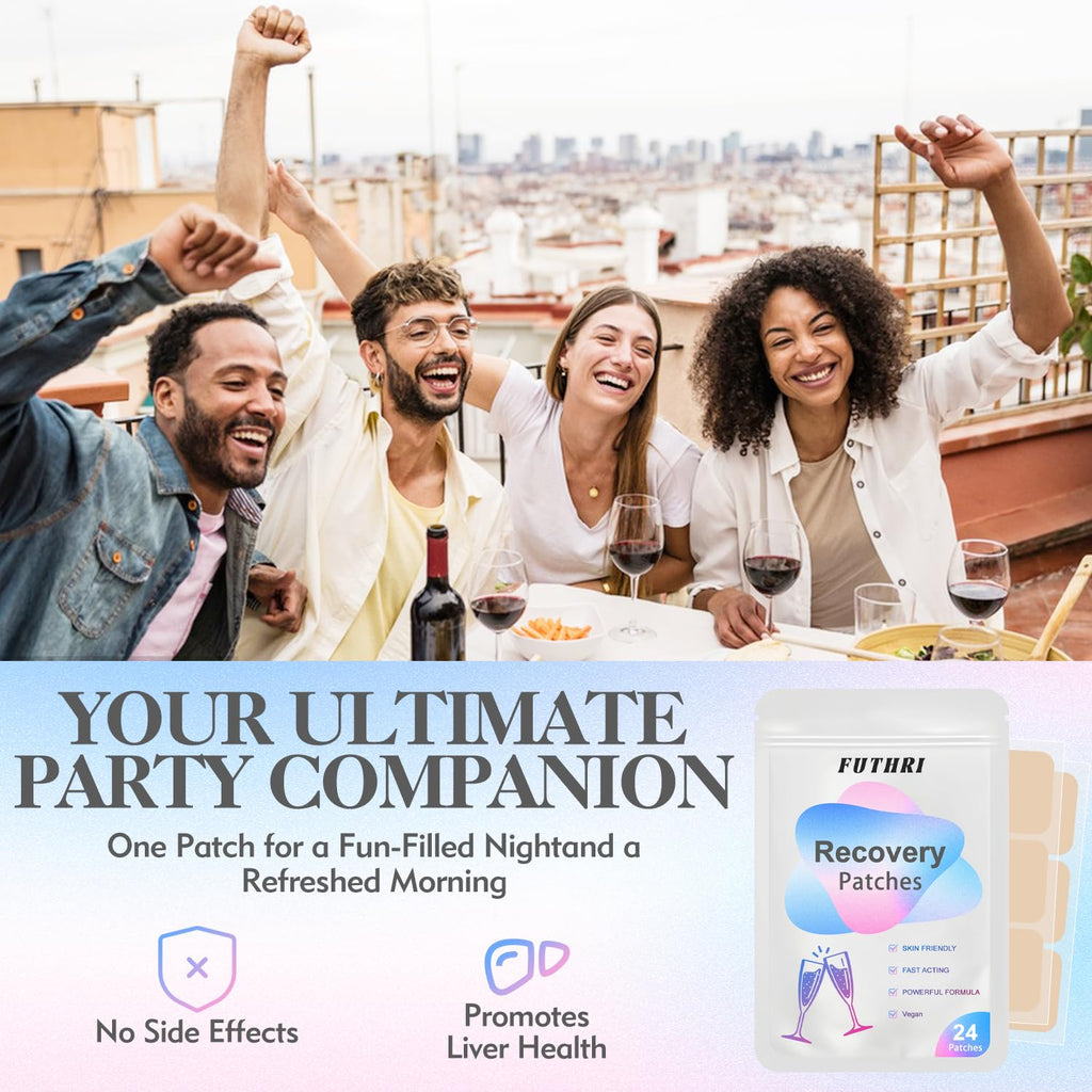FUTHRI Recovery Patch 24 Pack: Wake Up Refreshed with Natural Ingredients - Waterproof & Skin-Friendly - Pre-Drink Patch for Festivals & Nights Out - TrustMedUSA
