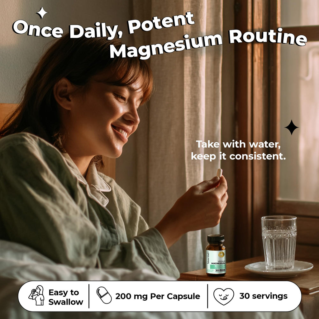 Future Kind Magnesium Glycinate, Supports Muscle and Nerve Function, High Absorption Chelated Magnesium Supplement, Nightly Calm, Energy & Metabolism, Highly Bioavailable & Potent - 30 Vegan Capsules - TrustMedUSA