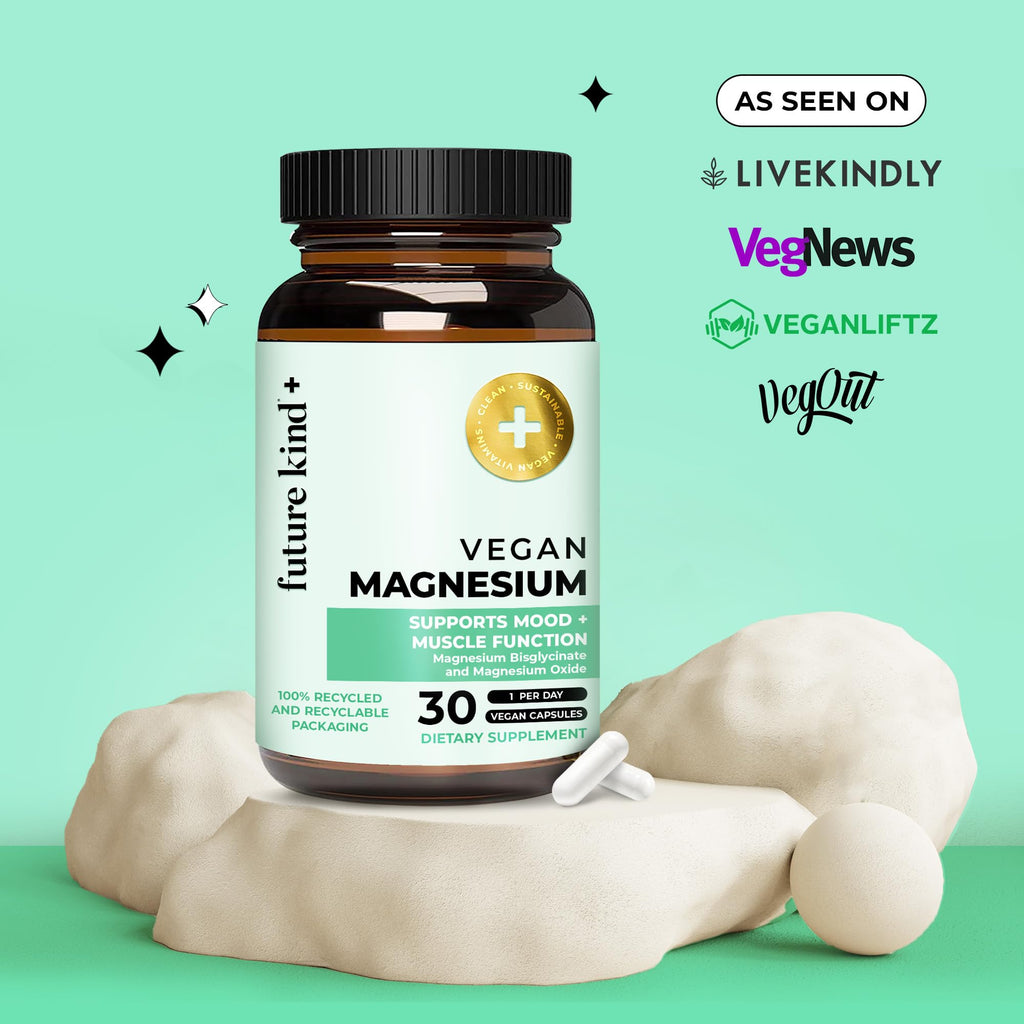 Future Kind Magnesium Glycinate, Supports Muscle and Nerve Function, High Absorption Chelated Magnesium Supplement, Nightly Calm, Energy & Metabolism, Highly Bioavailable & Potent - 30 Vegan Capsules - TrustMedUSA