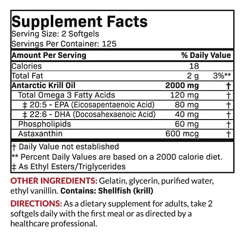 Futurebiotics Antarctic Krill Oil 2000mg with Astaxanthin, Omega-3s EPA, DHA and Phospho - TrustMedUSA