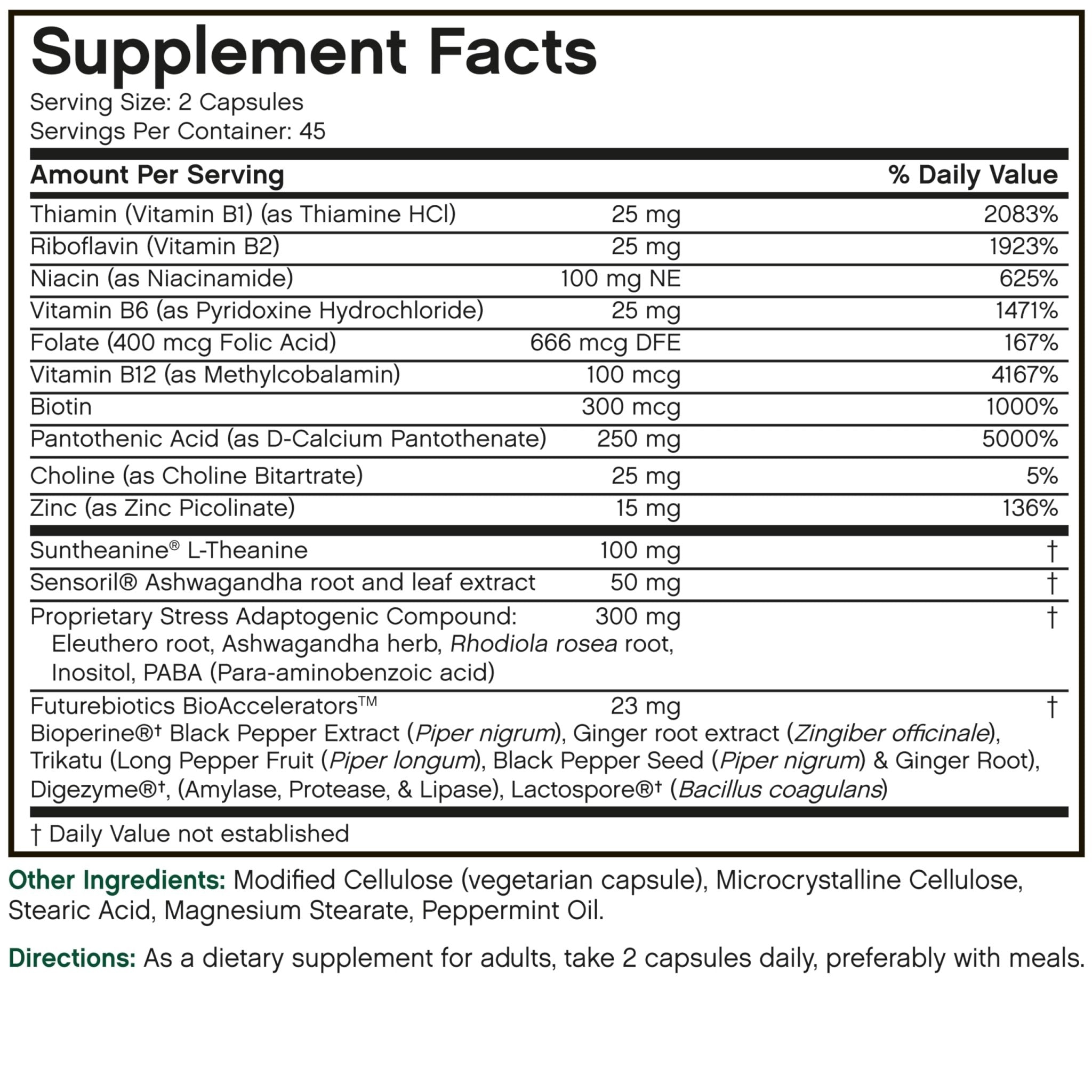 Futurebiotics Stressassist L-theanine Ashwagandha and Rhodiola Rosea Stress Complex - Natural Nutritional Stress Function, 90 Vegetarian Capsules - TrustMedUSA
