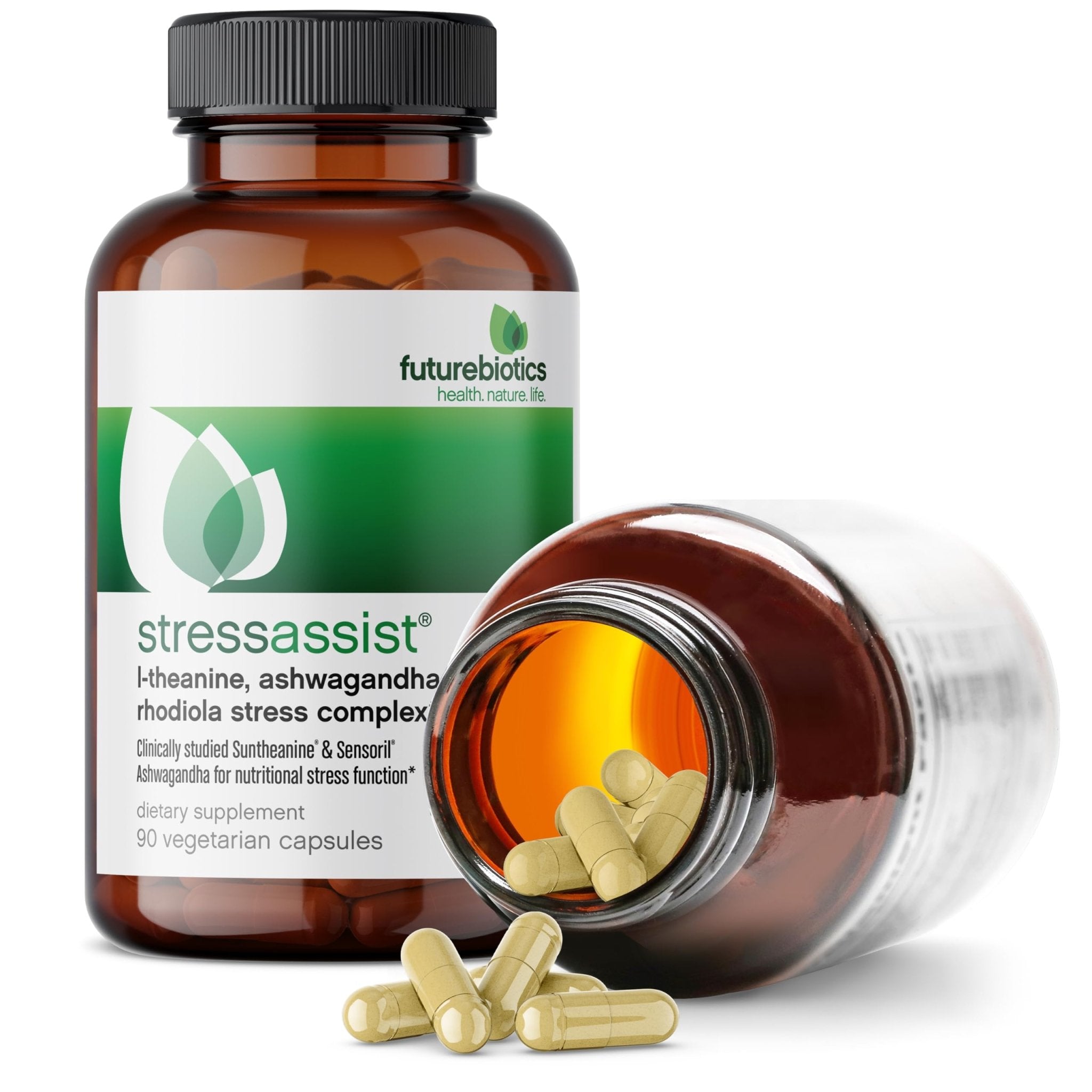 Futurebiotics Stressassist L-theanine Ashwagandha and Rhodiola Rosea Stress Complex - Natural Nutritional Stress Function, 90 Vegetarian Capsules - TrustMedUSA