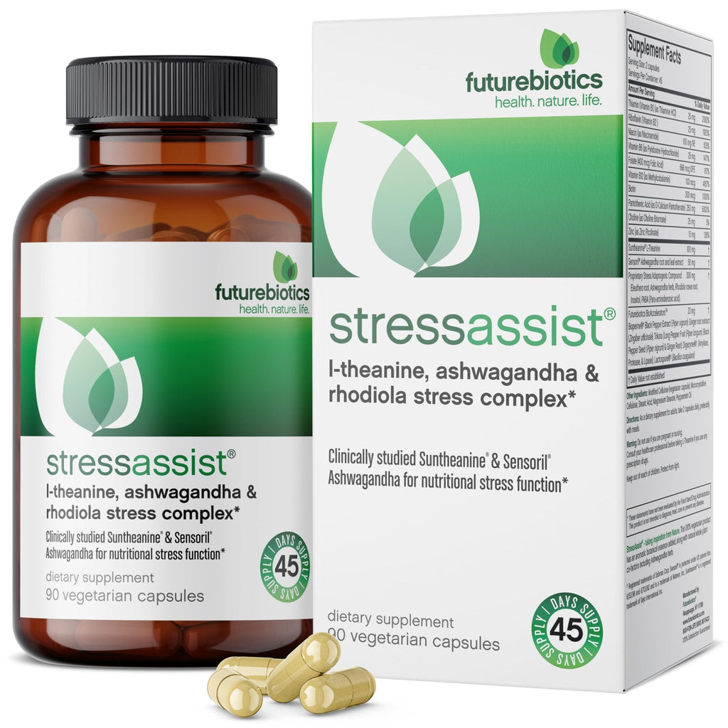 Futurebiotics Stressassist L-theanine Ashwagandha and Rhodiola Rosea Stress Complex - Natural Nutritional Stress Function, 90 Vegetarian Capsules - TrustMedUSA