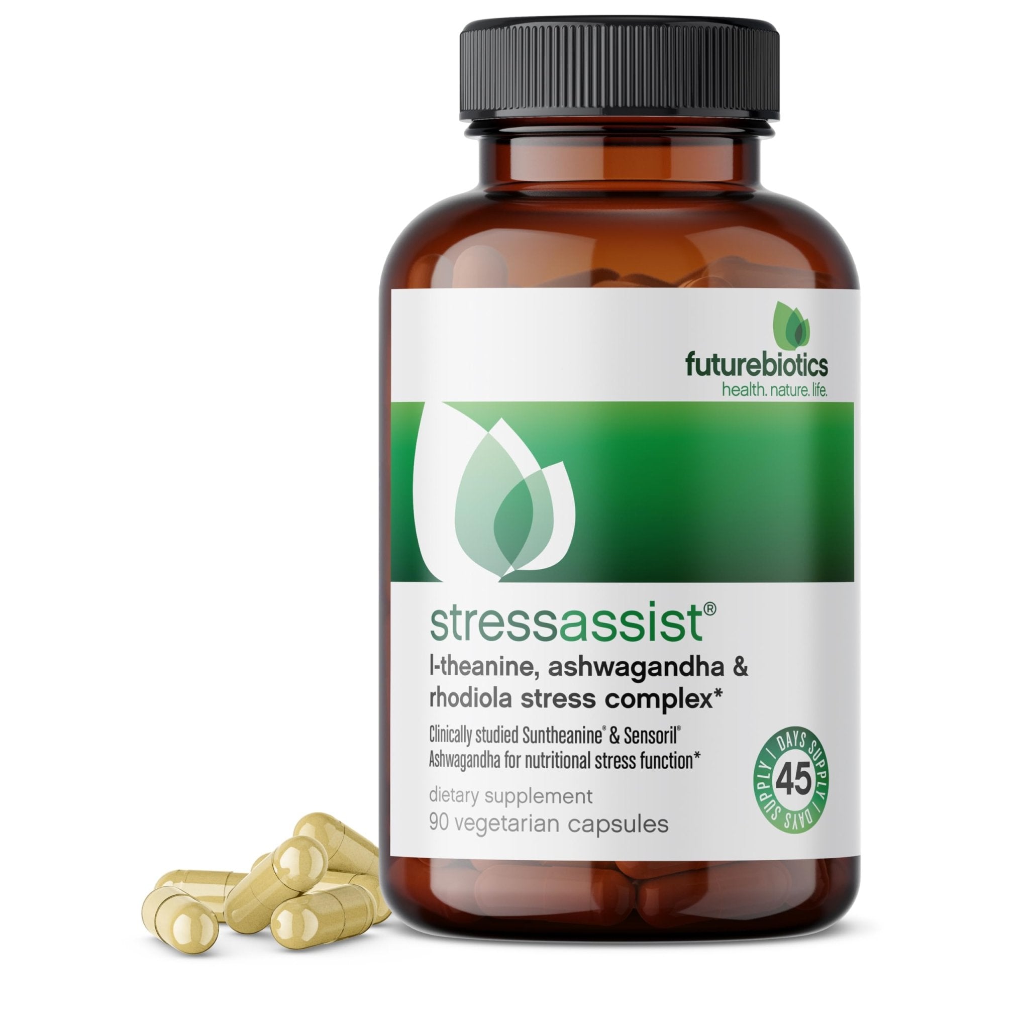 Futurebiotics Stressassist L-theanine Ashwagandha and Rhodiola Rosea Stress Complex - Natural Nutritional Stress Function, 90 Vegetarian Capsules - TrustMedUSA