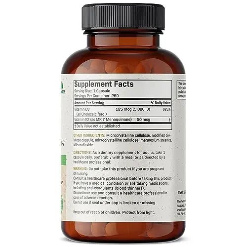 Futurebiotics Vitamin K2 (MK7) with D3 Supplement - Non-GMO Formula - 5000 IU Vitamin - TrustMedUSA
