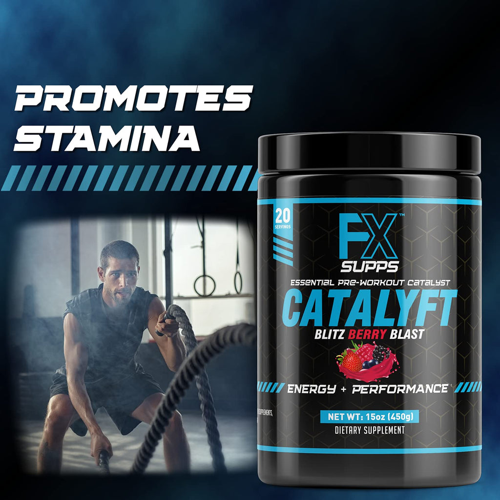 FX Supps Catalyft Pre-Workout PowderDrink for Men and Women Blitz Berry Blast Dietary - TrustMedUSA
