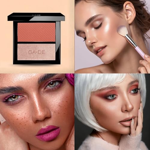 GA-DE Velveteen Blush and Shimmer Duet, 50 - Formulated with Micronized Pearls and Pigments for Sculpting Face and Décolleté - Paraben-Free - 0.26 oz - TrustMedUSA