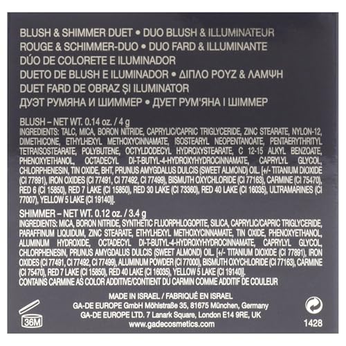 GA-DE Velveteen Blush and Shimmer Duet, 50 - Formulated with Micronized Pearls and Pigments for Sculpting Face and Décolleté - Paraben-Free - 0.26 oz - TrustMedUSA