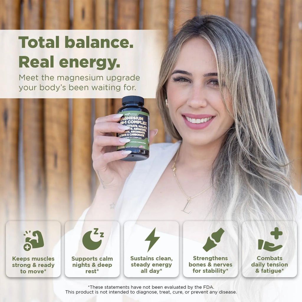 Gade Nutrition Magnesium Complex 10 in 1 - Glycinate, Citrate, Malate, Oxide, Taurate, Aspartate, Gluconate Ascorbate Lactate Carbonate Zinc Copper Manganese & Vitamins 90 Count - TrustMedUSA