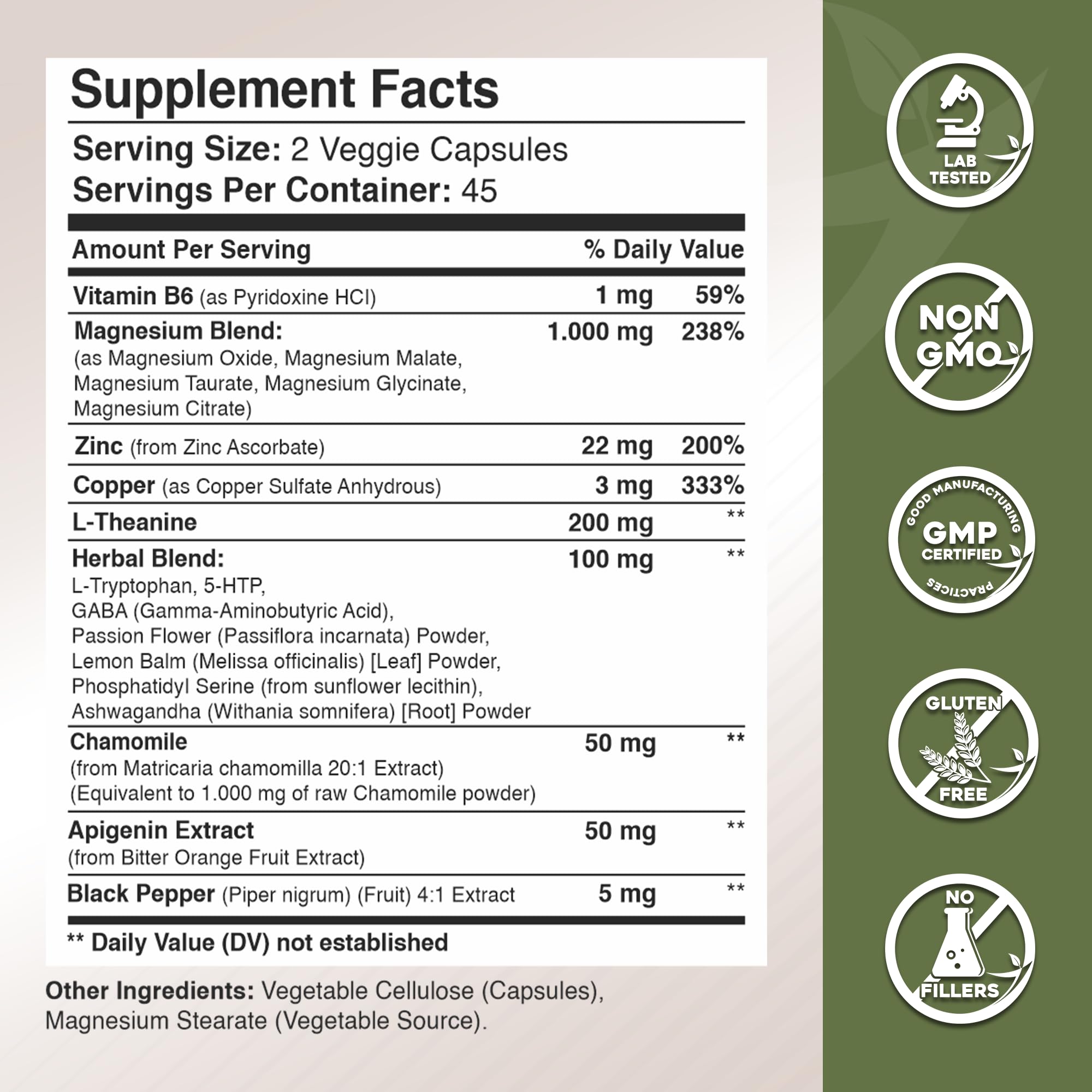 Gade Nutrition Magnesium Glycinate & Magneisum Supplements with Apigenin, L Theanine 200 mg, 5 HTP, GABA Calm Brain Booster Supplement Sleep Aid Ashwagandha L Tryptophan Chamomile - TrustMedUSA