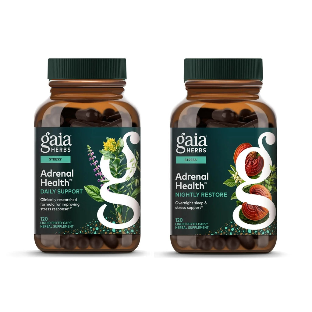 Gaia Herbs Adrenal Health Daily Support, Help Maintain Healthy Energy & Stress Levels*,120 Liquid Phyto-Caps Adrenal Health Nightly Restore, 120 Liquid Phyto-Caps - Bundle - TrustMedUSA
