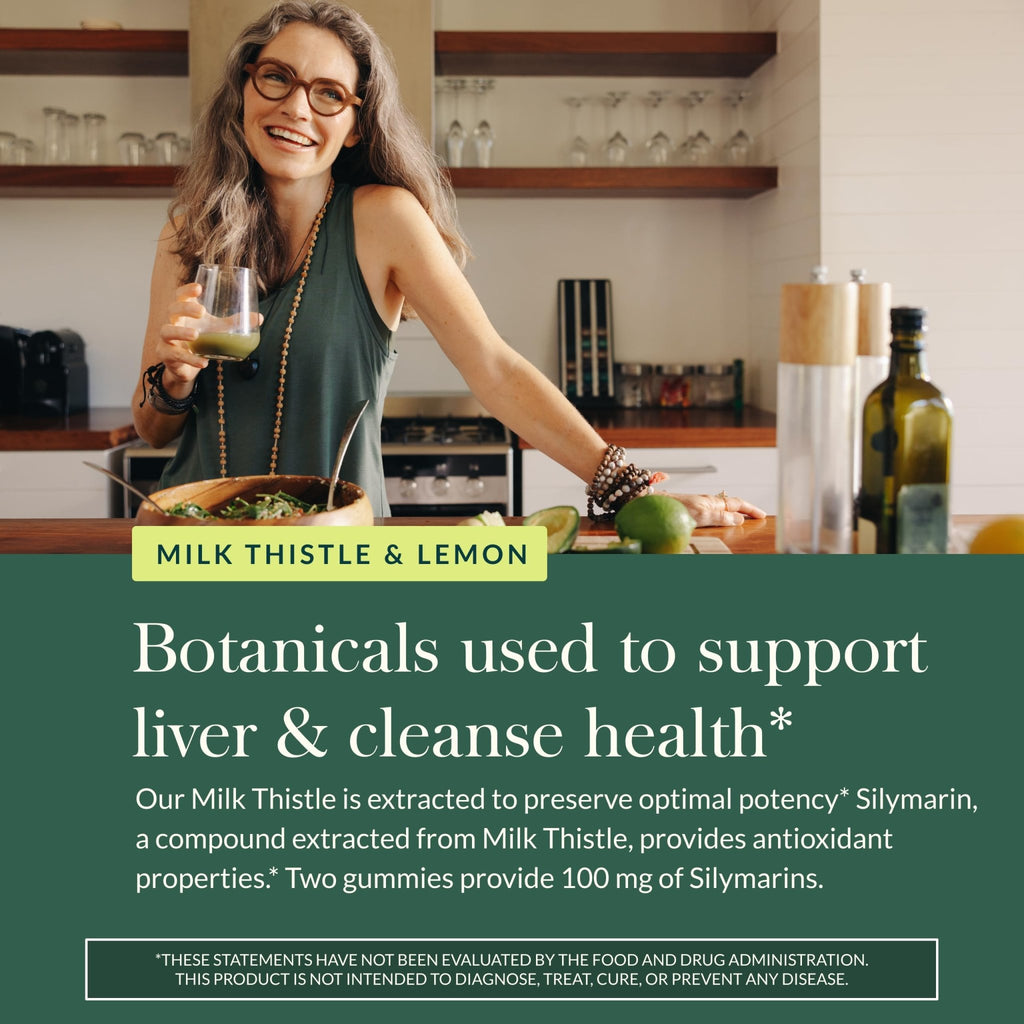 Gaia Herbs Milk Thistle Gummies - Herbal Supplement with Antioxidant Properties for Liver Health & Liver Detox - Lemon Flavored - 60 Vegan Gummies - TrustMedUSA