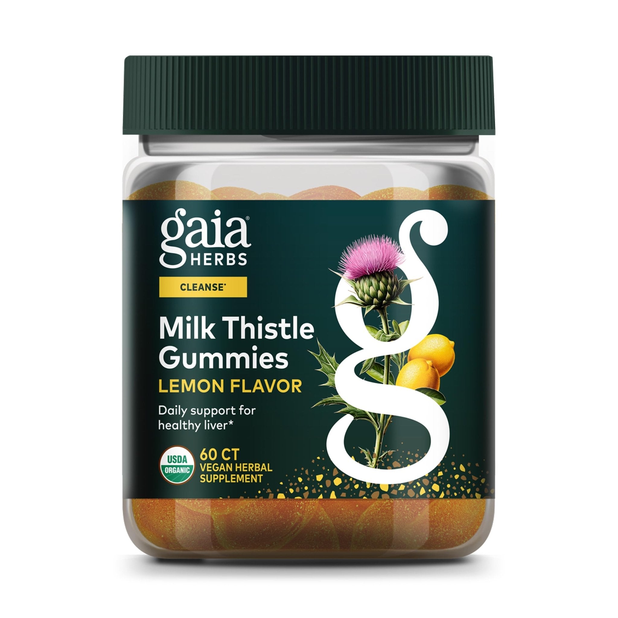 Gaia Herbs Milk Thistle Gummies - Herbal Supplement with Antioxidant Properties for Liver Health & Liver Detox - Lemon Flavored - 60 Vegan Gummies - TrustMedUSA