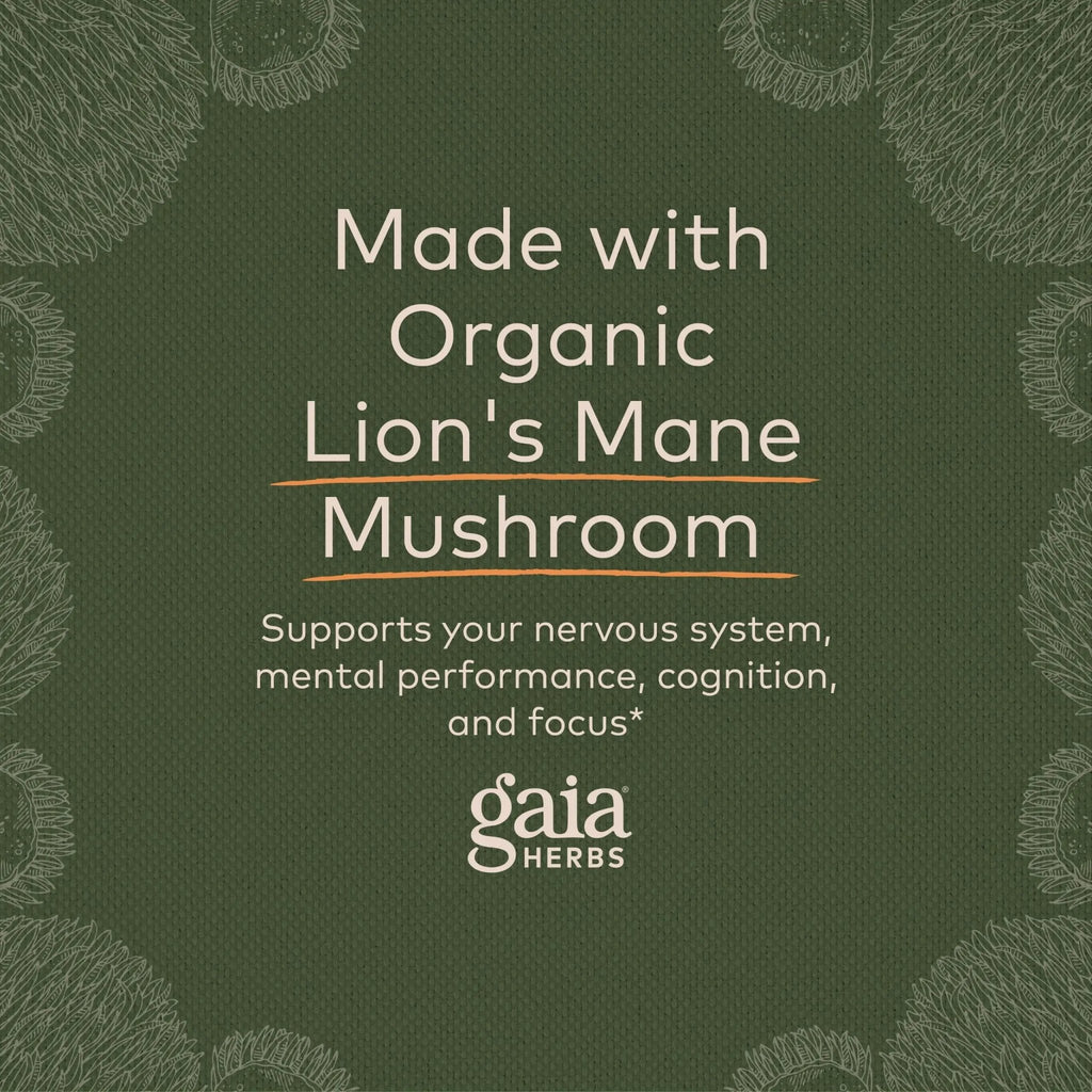 Gaia Herbs Organic Lion’s Mane Mushroom - Brain and Nerve Support Supplement - TrustMedUSA