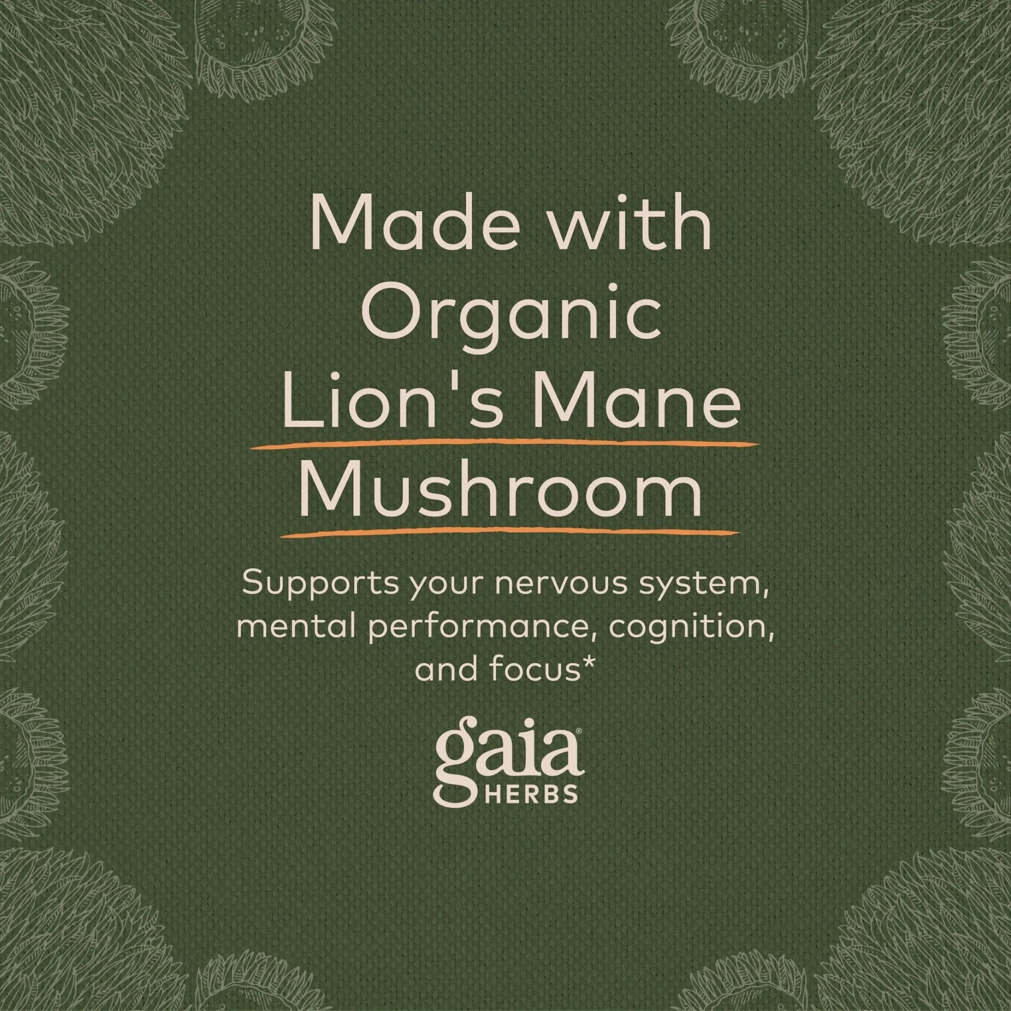 Gaia Herbs Organic Lion’s Mane Mushroom - Brain and Nerve Support Supplement - TrustMedUSA