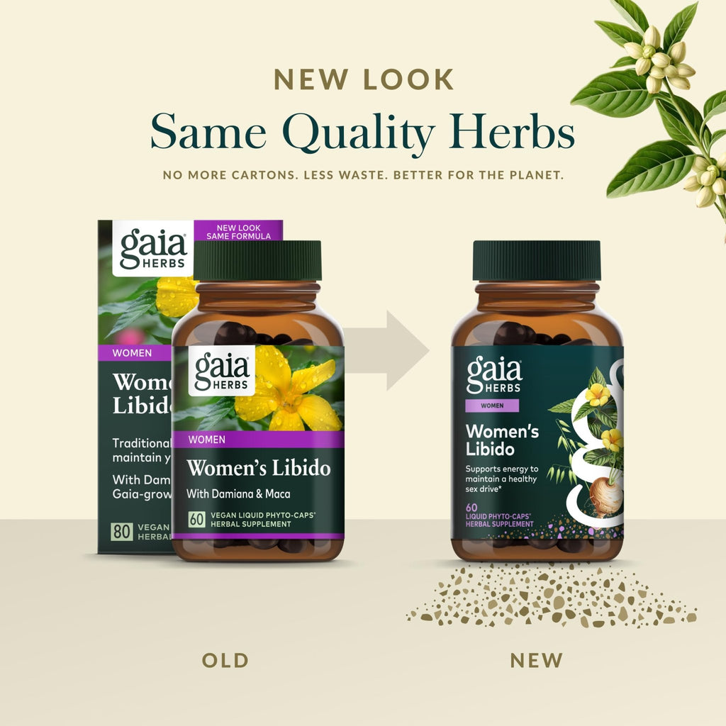 Gaia Herbs Womens Libido - Supports Energy to Maintain Healthy Libido* - with Tribulus & Horny Goat Weed - 60 Vegan Liquid Phyto-Caps (60 Servings) - TrustMedUSA
