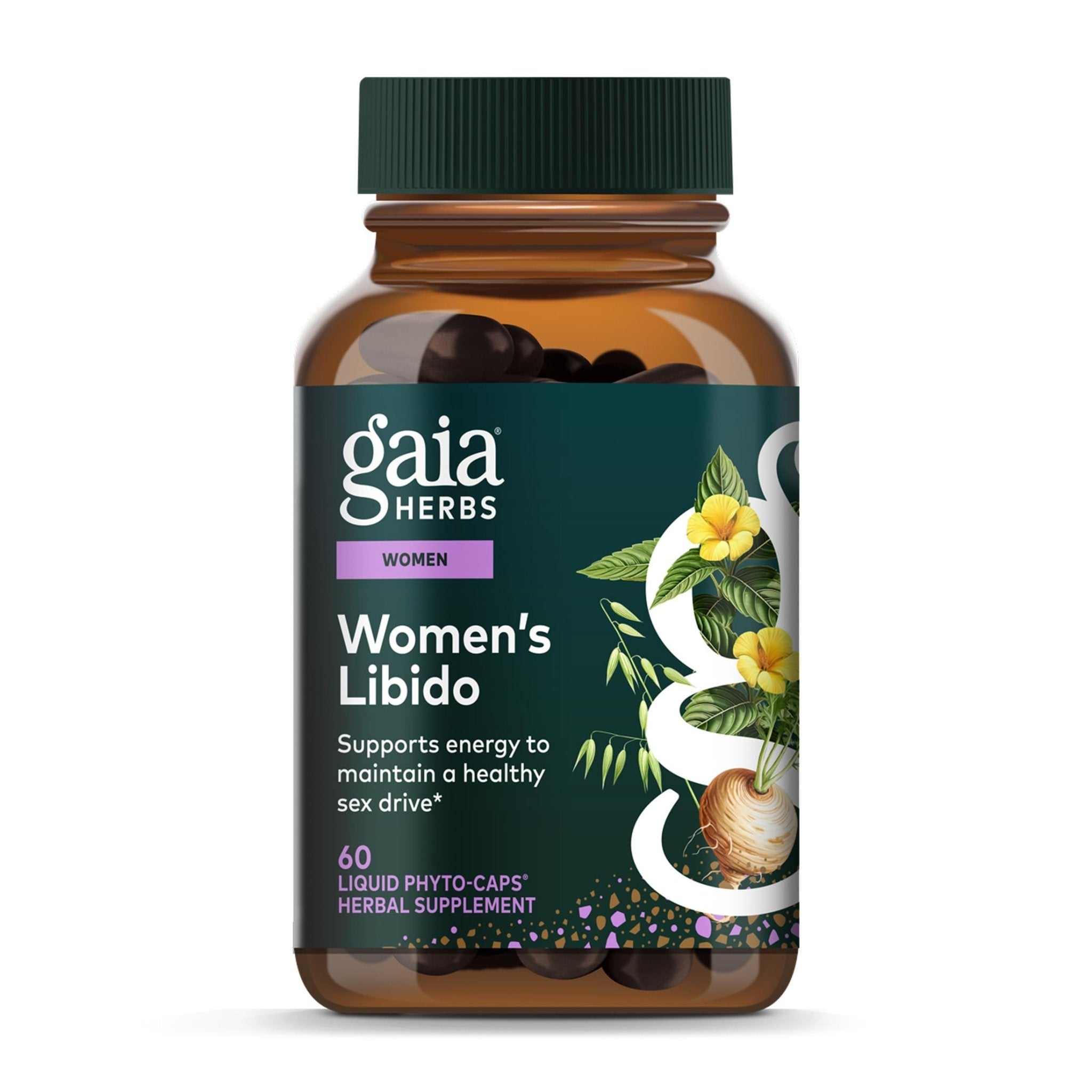 Gaia Herbs Womens Libido - Supports Energy to Maintain Healthy Libido* - with Tribulus & Horny Goat Weed - 60 Vegan Liquid Phyto-Caps (60 Servings) - TrustMedUSA