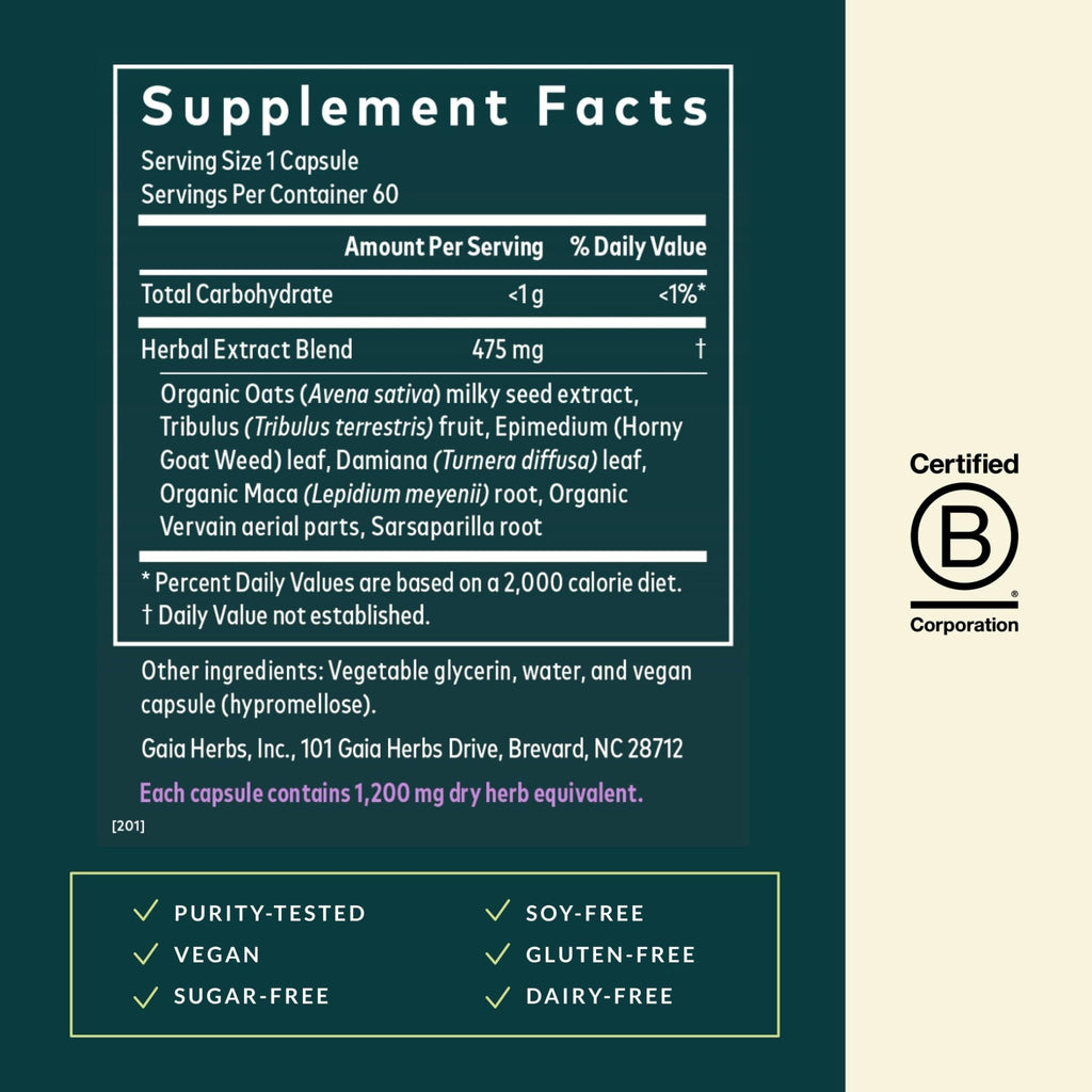 Gaia Herbs Womens Libido - Supports Energy to Maintain Healthy Libido* - with Tribulus & Horny Goat Weed - 60 Vegan Liquid Phyto-Caps (60 Servings) - TrustMedUSA