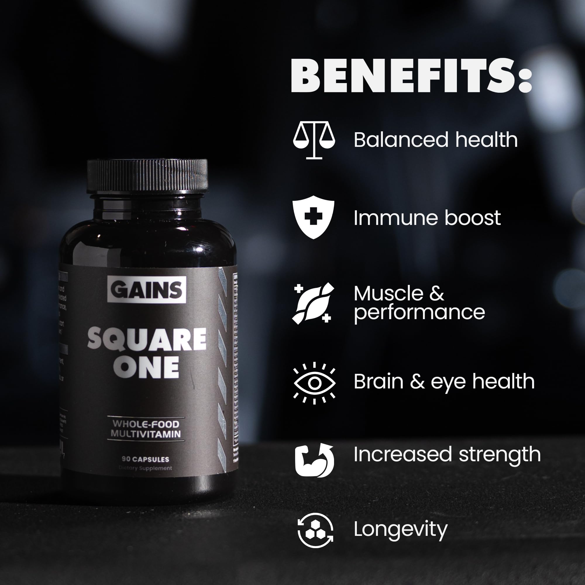 Gains in Bulk Square 1 Multivitamin and Mineral Supplement for Women and Men, Vitamins, Digestive Enzymes and Organic Minerals for Muscle Health, Performance and Immune Support, 90 Capsules - TrustMedUSA