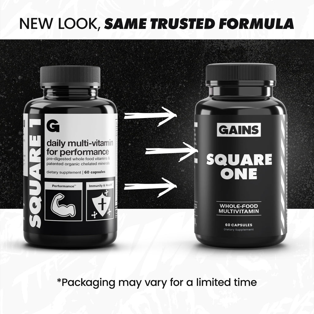 Gains in Bulk Square 1 Multivitamin and Mineral Supplement for Women and Men, Vitamins, Digestive Enzymes and Organic Minerals for Muscle Health, Performance and Immune Support, 90 Capsules - TrustMedUSA