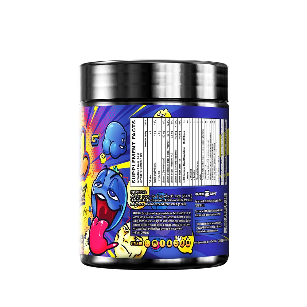 Gamer Supps GG Energy - BBL by Clooless (100 Servings) - Keto Friendly Gaming Energy and Nootropic Blend, Sugar Free + Organic Caffeine + Vitamins + Immune Support, Powder Drink - TrustMedUSA