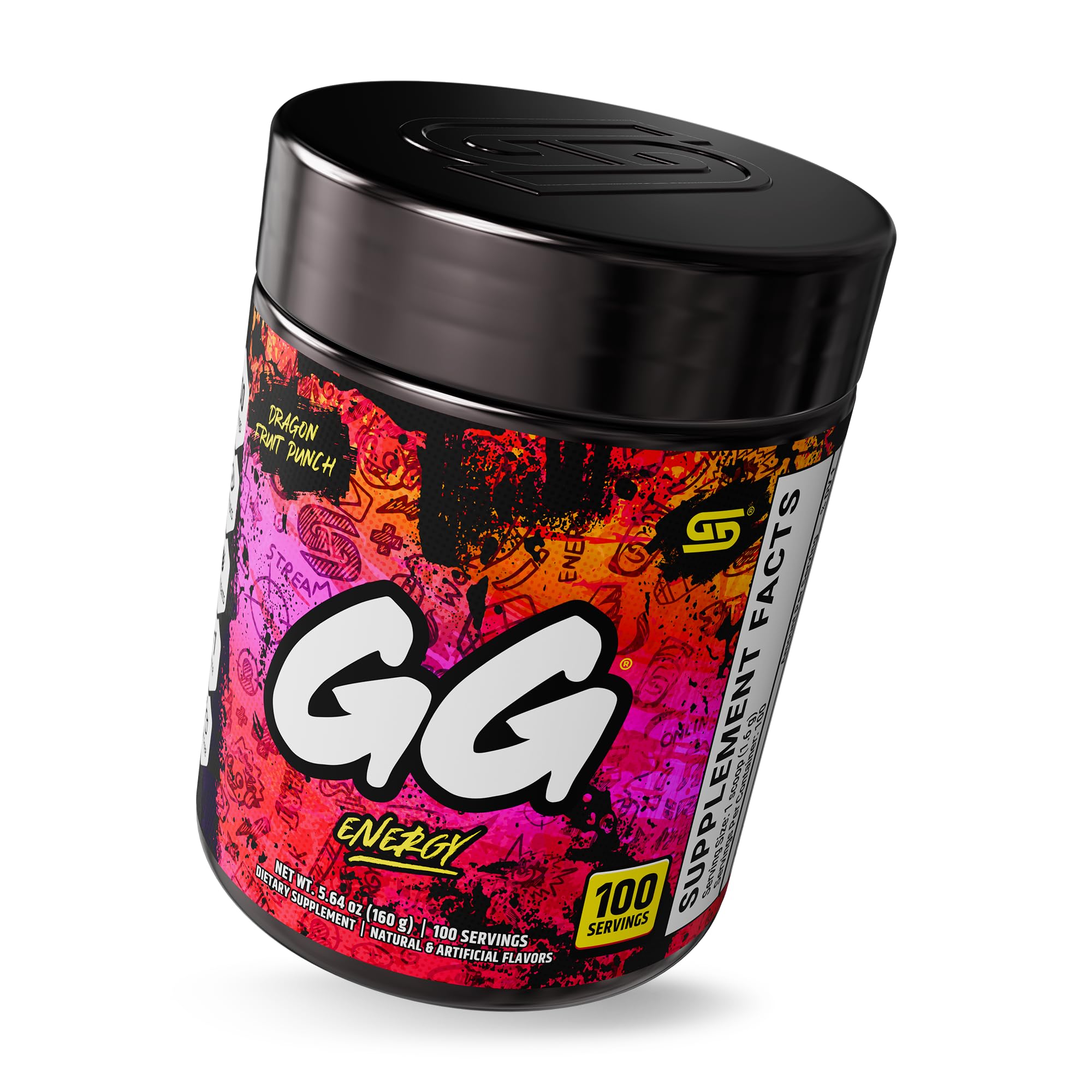 Gamer Supps GG Energy - Dragonfruit Punch (100 Servings) - Keto Friendly Gaming Energy and Nootropic Blend, Sugar Free + Organic Caffeine + Vitamins, Powder Drink - TrustMedUSA